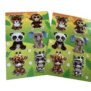 Vintage TY Beanie Boo Dimensional Stickers Sheets - 12 Stickers - 2 Sheets - NIP